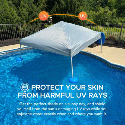 Mazonvintage 10x10 Floating Pool Gazebo with PVC Floats and Carry Bag - Gray