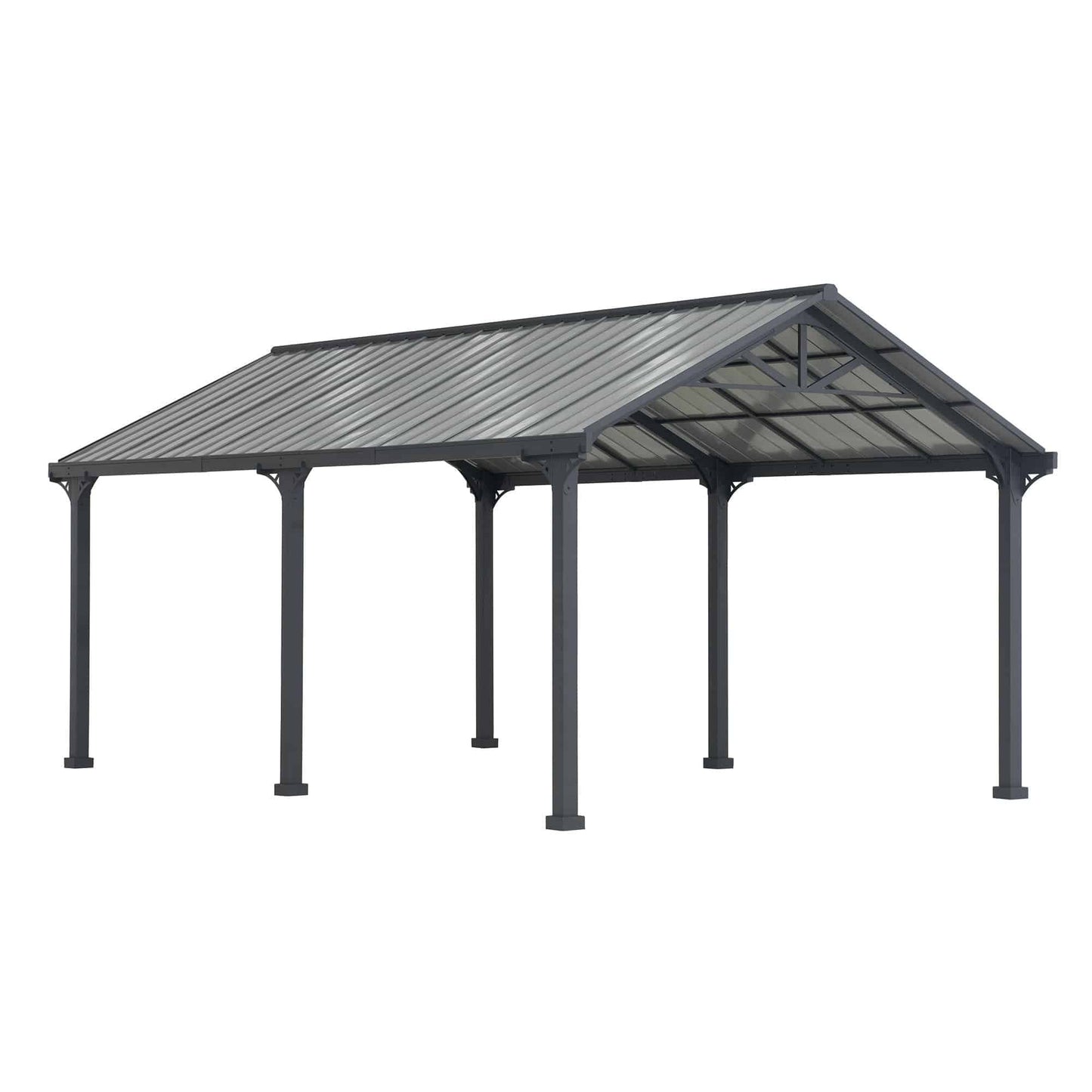 Mazonvintage 12x20 Metal Carport Gable Roof Gazebo with 2 Ceiling Hooks