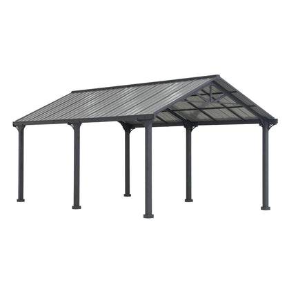 Mazonvintage 12x20 Metal Carport Gable Roof Gazebo with 2 Ceiling Hooks