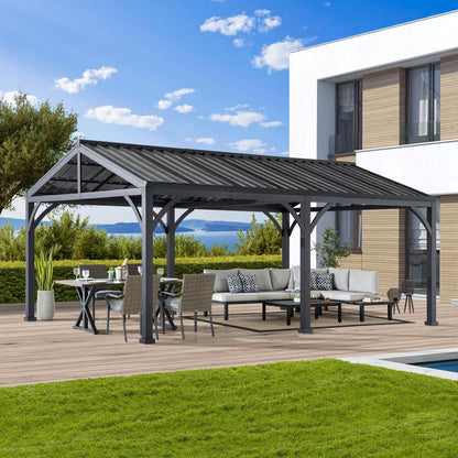 Mazonvintage 20x14 Steel Carport Sturdy Gazebo with 2 Ceiling Hooks