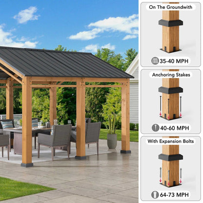 Mazonvintage 11x13 Small Wooden Carport Gazebo with Ceiling Hook