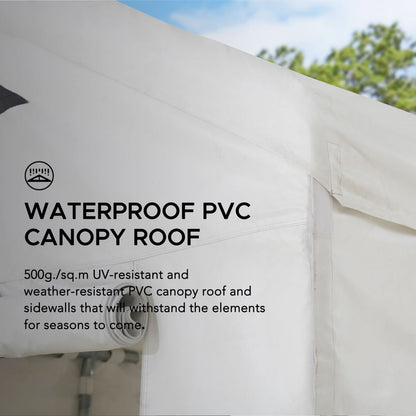 Mazonvintage 12x30 Sundale Party Tent with 8 Removable PE Windows and 2 Roll-up Side Walls