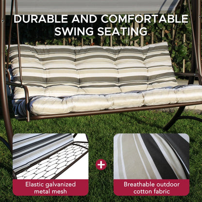 Mazonvintage3-Seat Italian-Made Patio Swing Chair with Adjustable Canopy and 4" Cushions – Stripe
