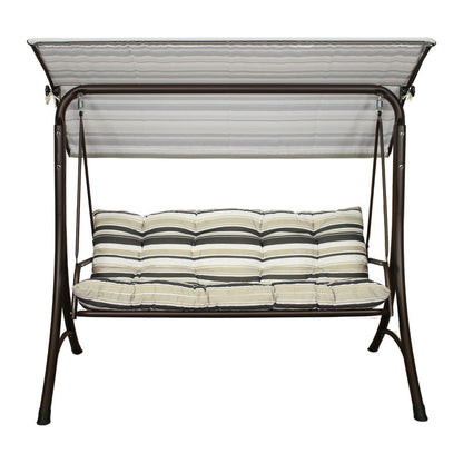 Mazonvintage3-Seat Italian-Made Patio Swing Chair with Adjustable Canopy and 4" Cushions – Stripe