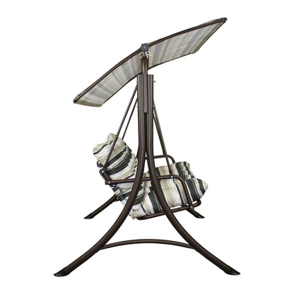 Mazonvintage3-Seat Italian-Made Patio Swing Chair with Adjustable Canopy and 4" Cushions – Stripe