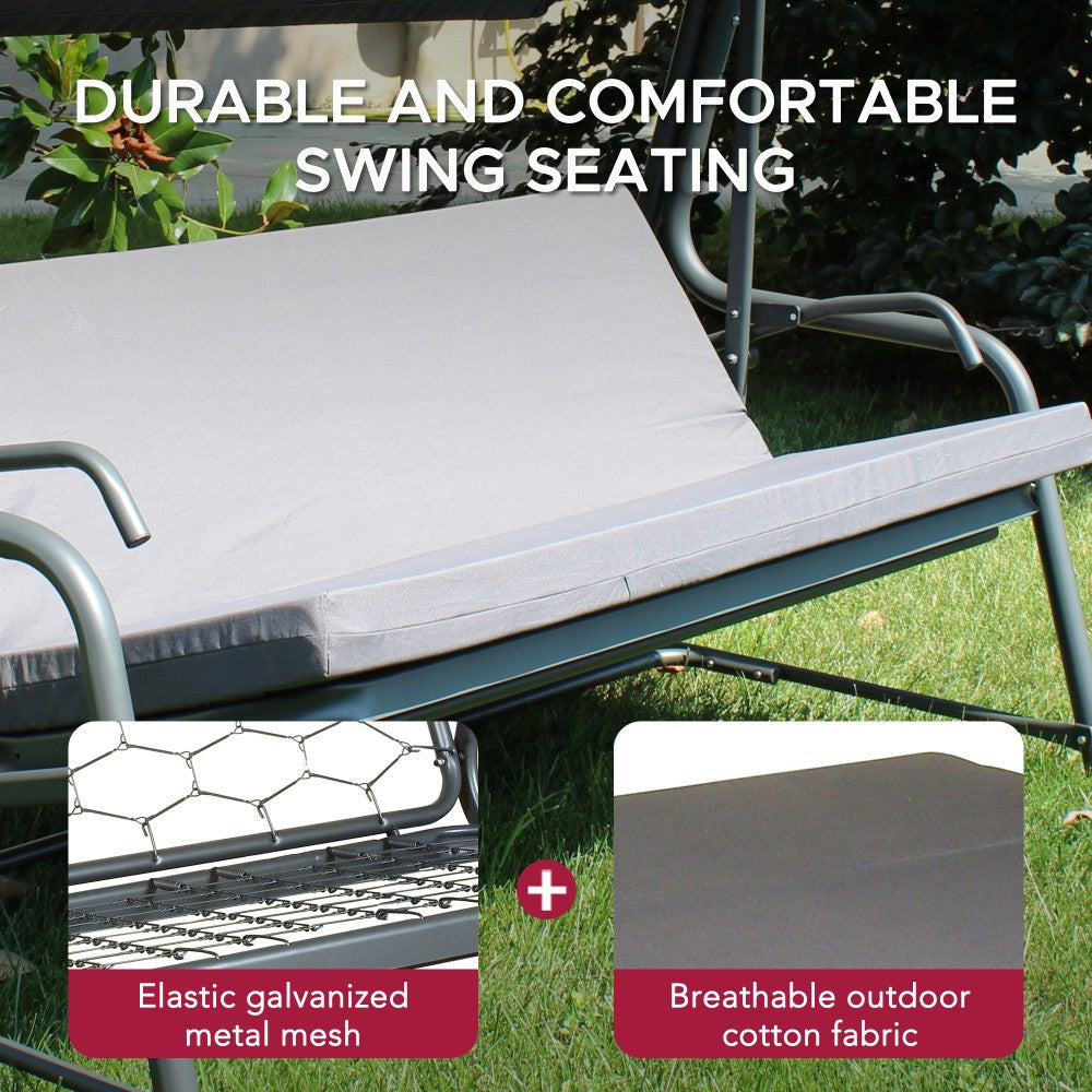 Mazonvintage4-Seat Italian-Made Patio Swing Chair / Bed with Adjustable Canopy and Cushions – Gray