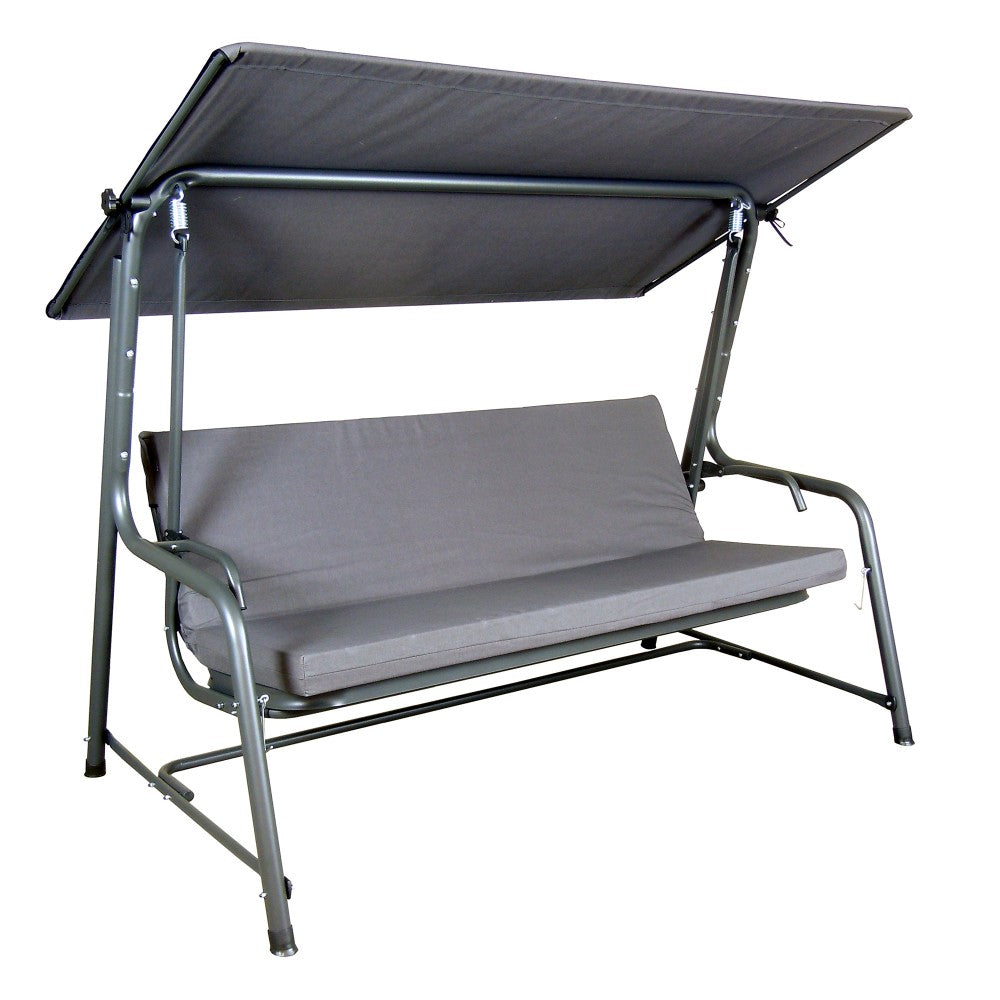 Mazonvintage4-Seat Italian-Made Patio Swing Chair / Bed with Adjustable Canopy and Cushions – Gray
