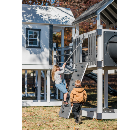 Galaxy Star Vinyl Swing Set with Playhouse