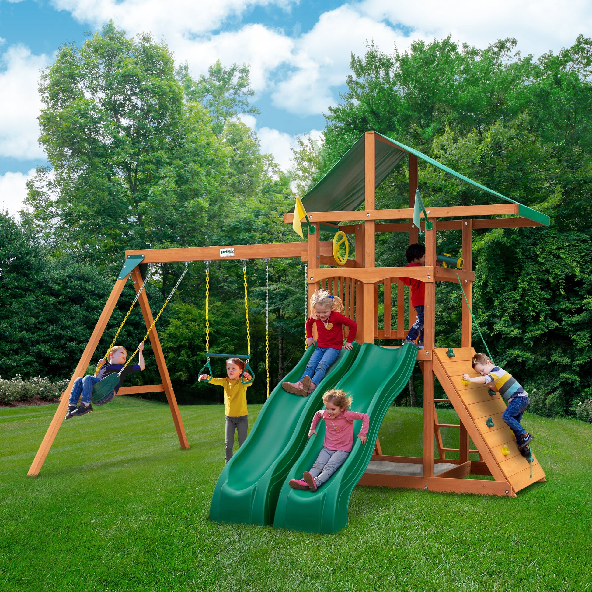 MazonvintagePlaysets Outing With Dual Slides Swing Set