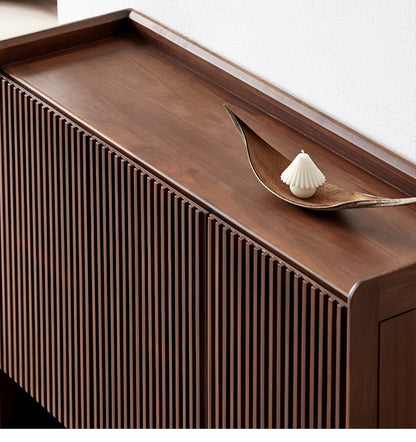 Mazonvintage-Alchemy Grille Doors Walnut Wood Shoe Cabinet