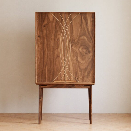 Kavin Walnut Wood Bar Cabinet