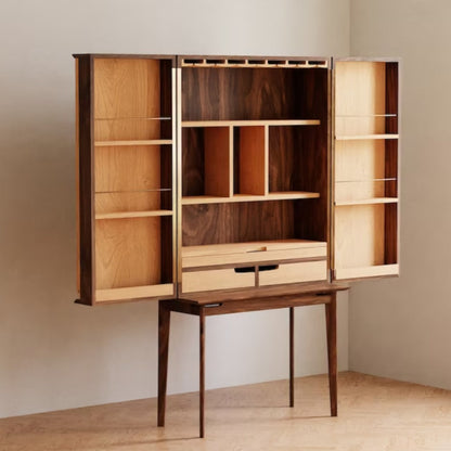 Kavin Walnut Wood Bar Cabinet