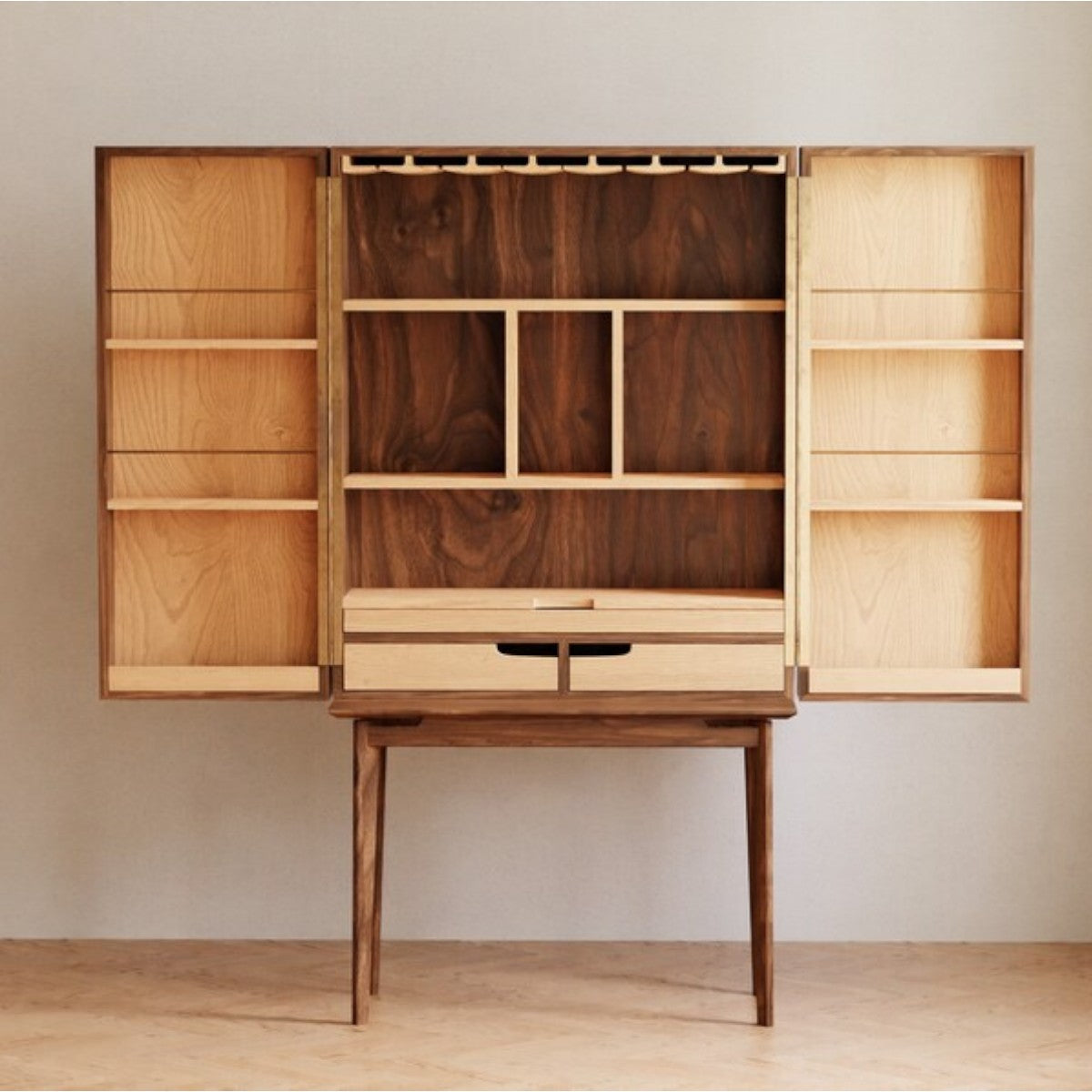 Kavin Walnut Wood Bar Cabinet