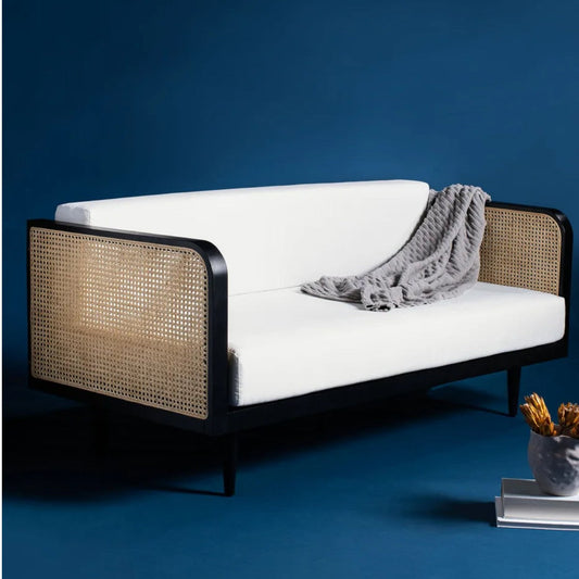Lia Teak Wood & Rattan 3 Seater Sofa