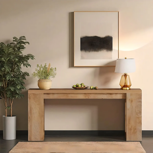 Long natural wood console table – Modern minimalist design 