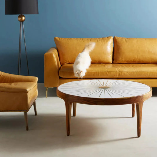 Maren Brass Starburst Round Coffee Table