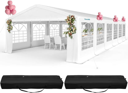 Mazonvintage 20'x 40' Upgraded Galvanized Heavy Duty Gazebo Party Wedding Tent Canopy Carport Shelter with Carry Bags(20x40, White), Event Canopy