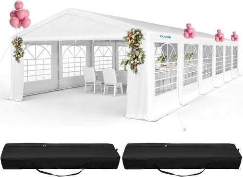 Mazonvintage 20'x 40' Upgraded Galvanized Heavy Duty Gazebo Party Wedding Tent Canopy Carport Shelter with Carry Bags(20x40, White), Event Canopy