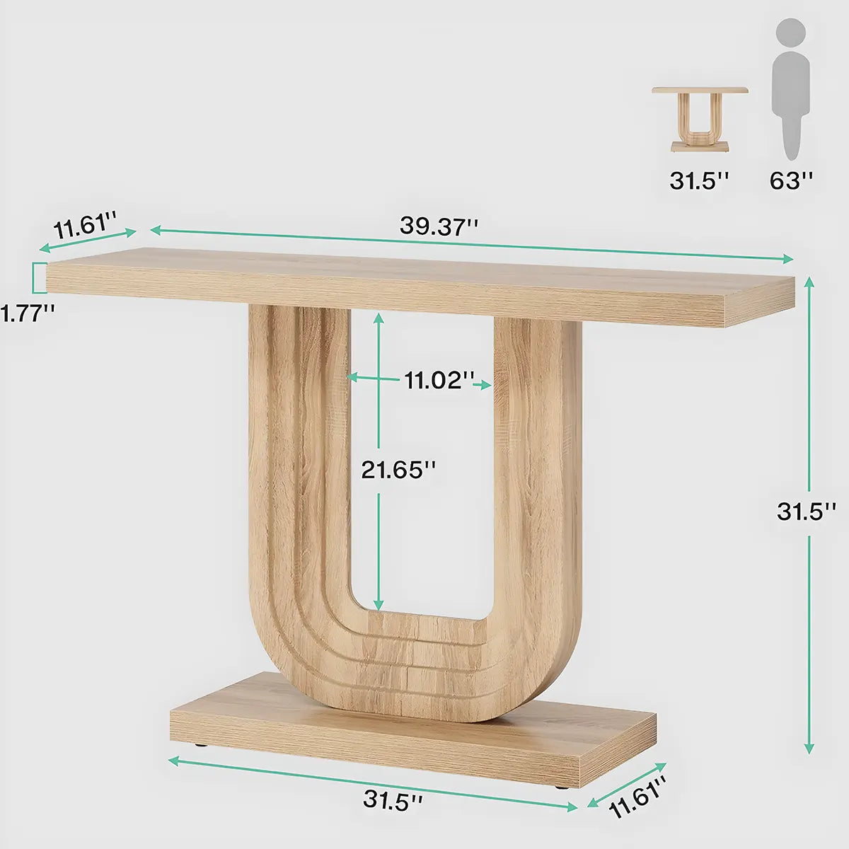 Modern U-shaped oak console table – Sophisticated and elegant 