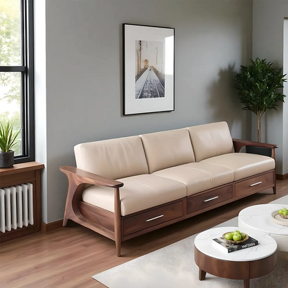 Modern style ash wood sofa – Luxurious natural wood grain frame 