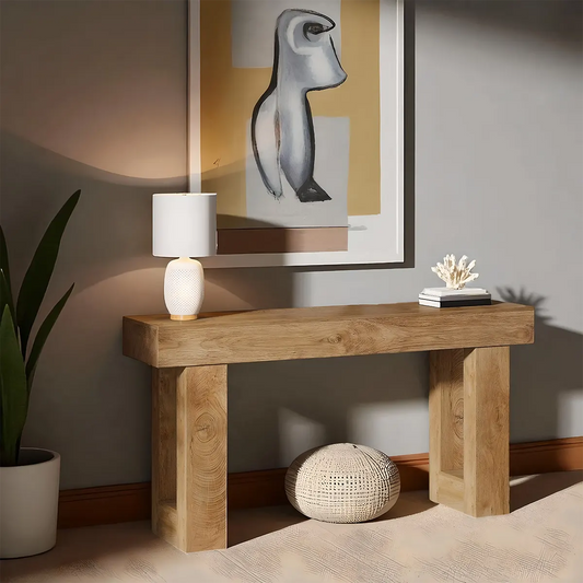 Natural Oak Console Table – Minimalist Design, 63″ x 14″ x 34″ 