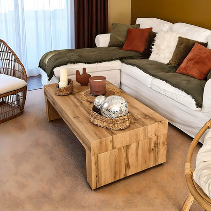 Natural Wood Coffee Table, Modern & Minimalist Style 