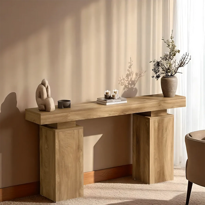 Natural Wood Console Table - Modern Rustic Style 63 Inch 