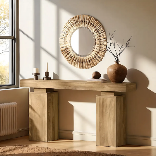 Natural Wood Console Table - Modern Rustic Style 63 Inch 