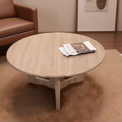 Natural Wood Round Coffee Table – Modern, Sophisticated Design 
