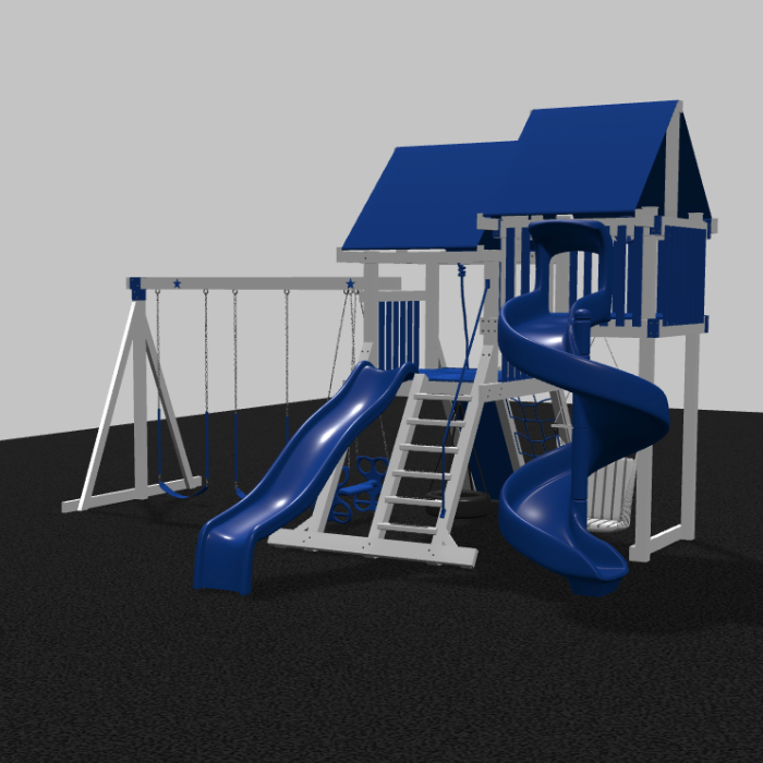 Nebula Vinyl Swing Set with Spiral Slide