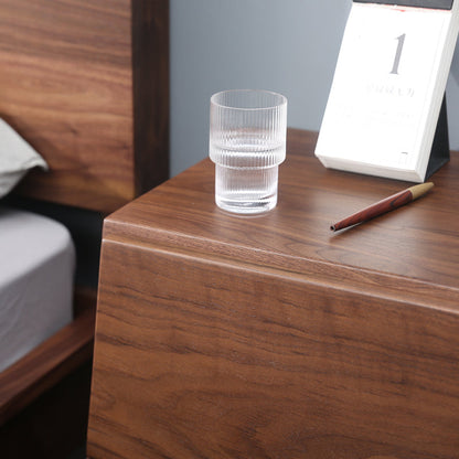 Mazonvintage-Sculpted Walnut Wood Nightstand with Personality