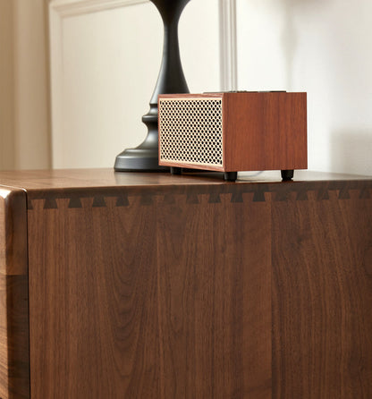 Mazonvintage-Japandi Solid Black Walnut Wood Bedside Table with 2 Drawers