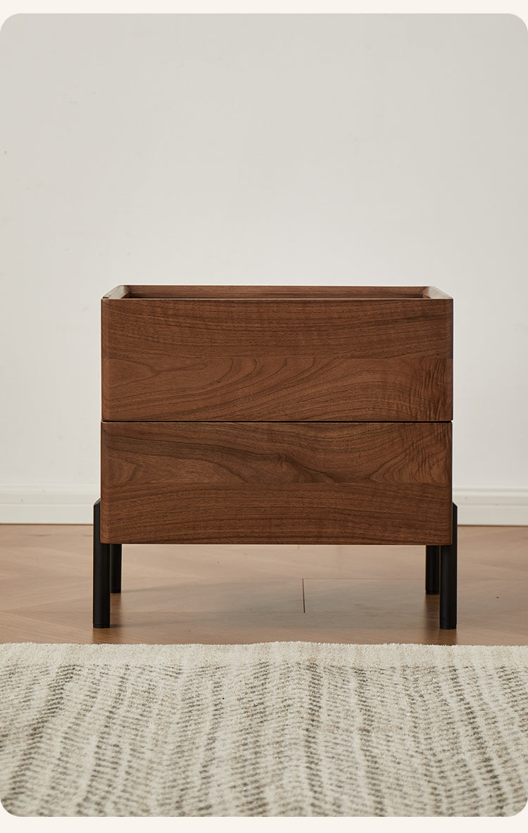Mazonvintage-Voyage Black Walnut Wood Nightstand with Glass Top