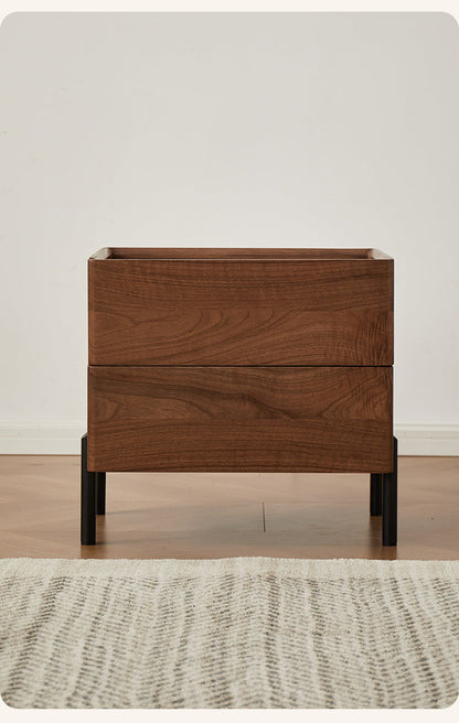 Mazonvintage-Voyage Black Walnut Wood Nightstand with Glass Top
