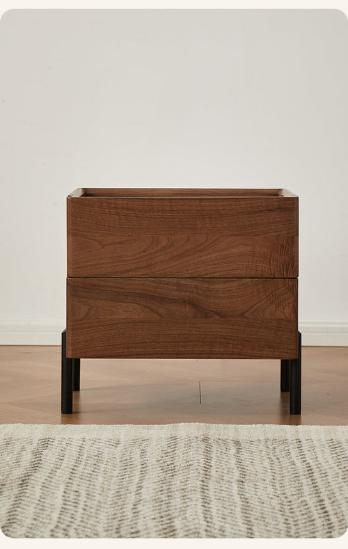Mazonvintage-Voyage Black Walnut Wood Nightstand with Glass Top