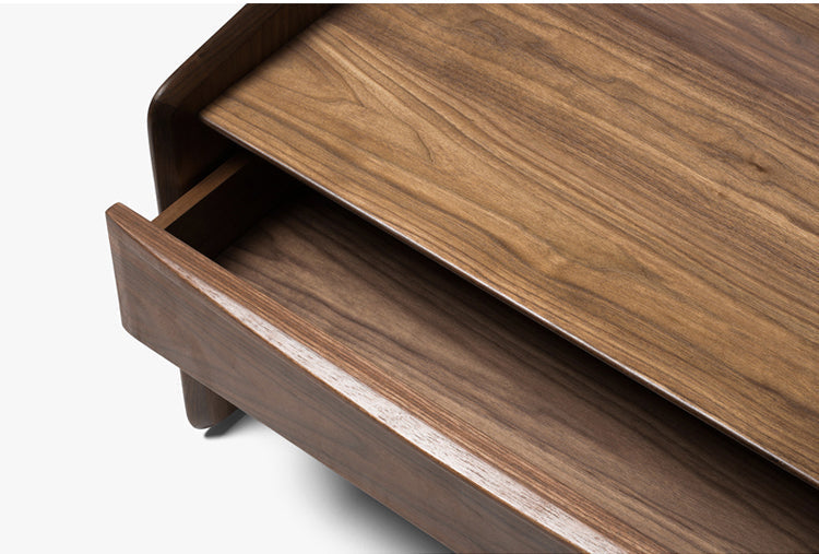 Mazonvintage-Elegant Walnut Wood Nightstand with Open Space