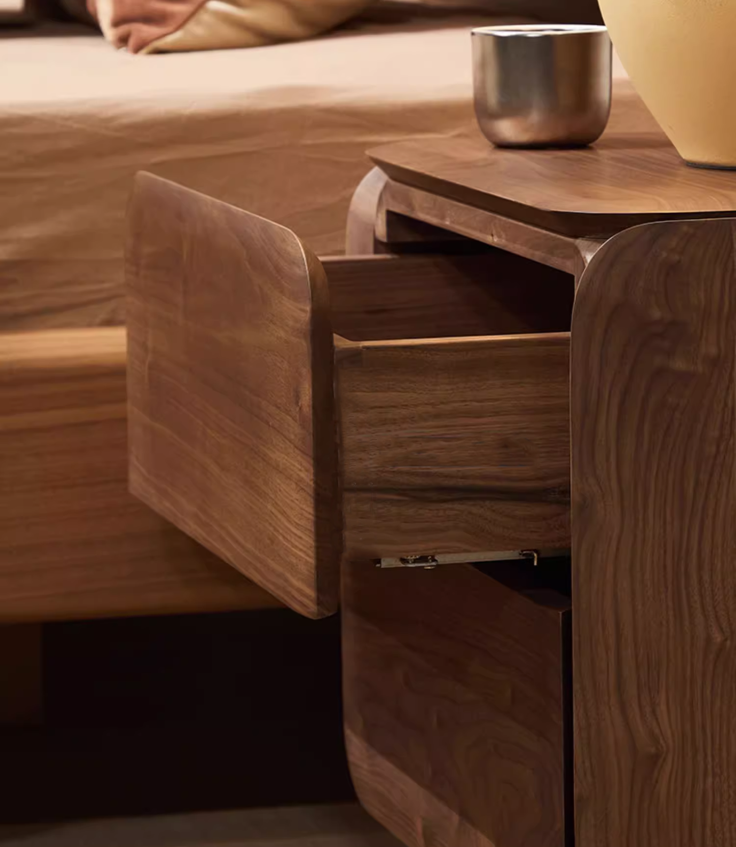 Mazonvintage-Sophisticated Black Walnut Wood Bedside Organizer