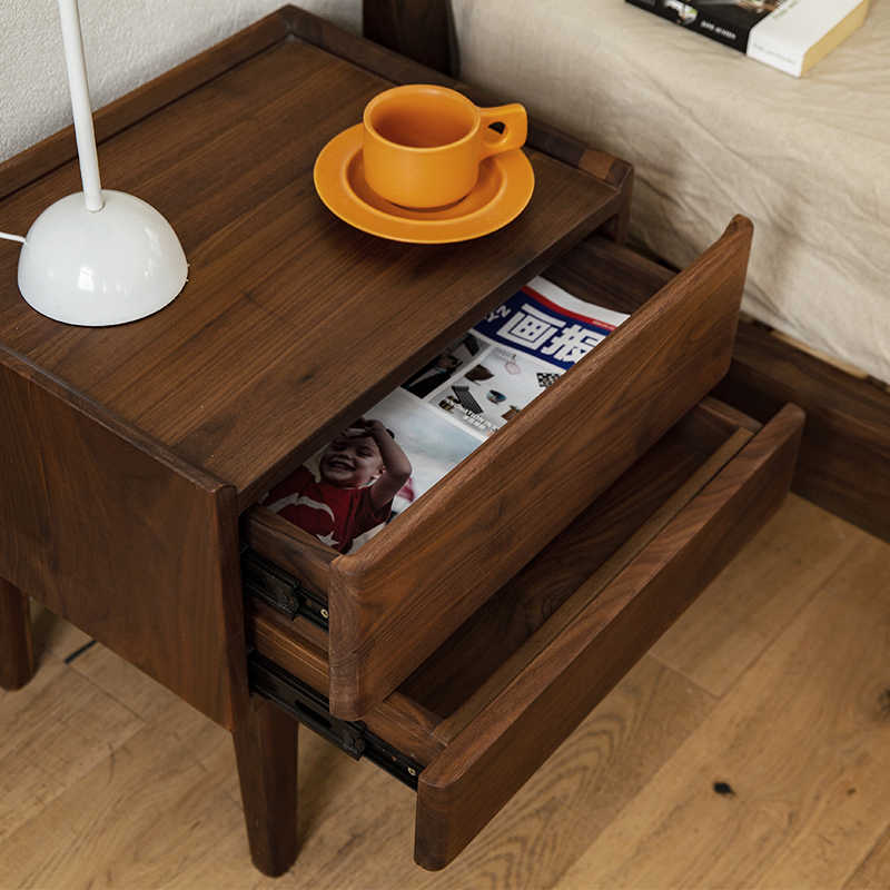 Mazonvintage-Eclipse Four High Leg Walnut Wood Bedside Table
