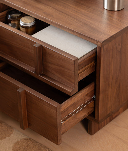 Mazonvintage-Stylish Cross Design Walnut Wood Nightstand