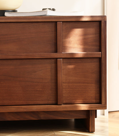 Mazonvintage-Stylish Cross Design Walnut Wood Nightstand