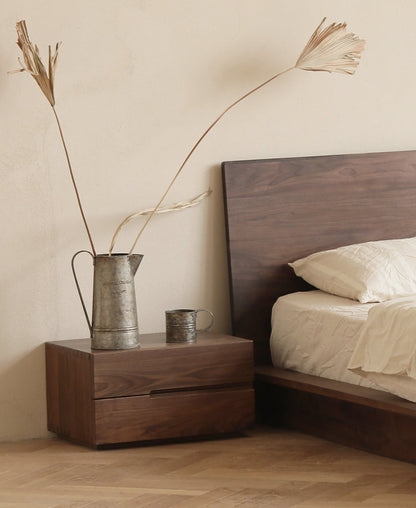 Mazonvintage-Minimalist Appeal Black Walnut Wood Nightstand