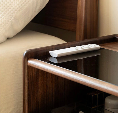 Mazonvintage-Contemporary Night Walnut Wood Nightstand