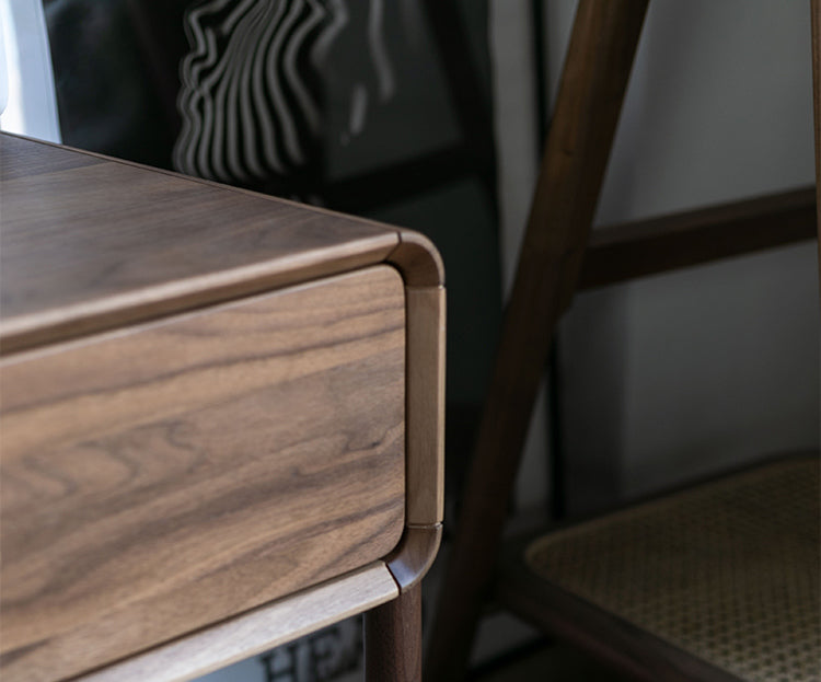 Mazonvintage-Seraph Dual Layer Black Walnut Wood Nightstand