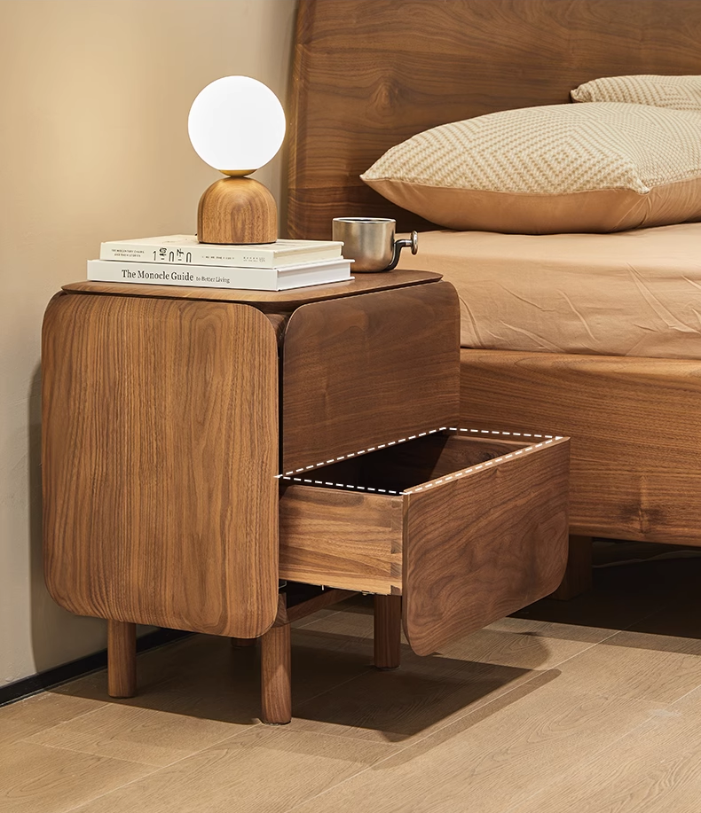 Mazonvintage-Sophisticated Black Walnut Wood Bedside Organizer