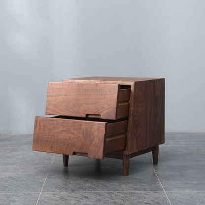 Mazonvintage-Sculpted Walnut Wood Nightstand with Personality