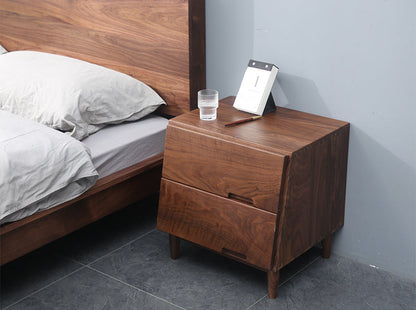 Mazonvintage-Sculpted Walnut Wood Nightstand with Personality