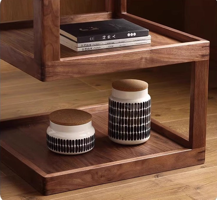 Mazonvintage-Creative Geometry Black Walnut Wood Side Table