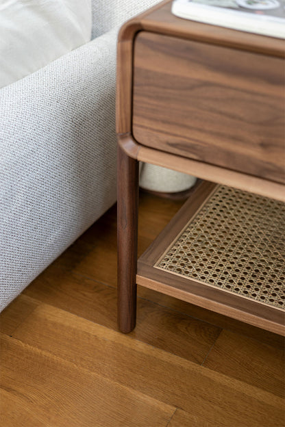 Mazonvintage-Seraph Dual Layer Black Walnut Wood Nightstand
