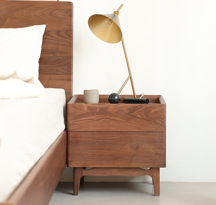 Mazonvintage-Lost Horizon Style Black Walnut Wood Nightstand