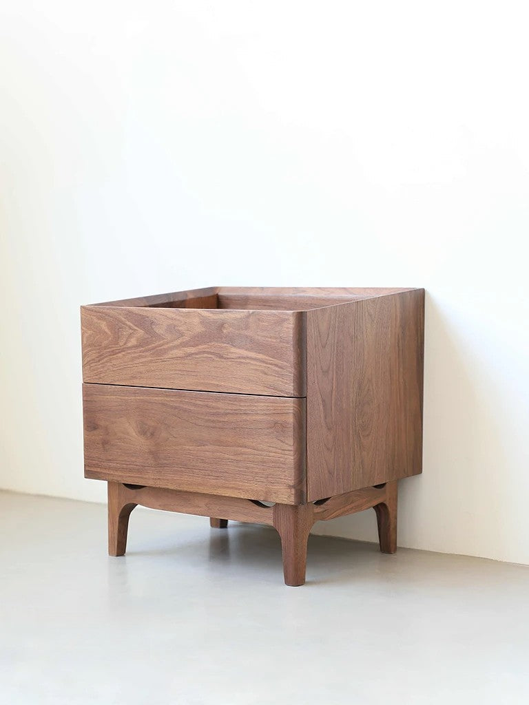 Mazonvintage-Lost Horizon Style Black Walnut Wood Nightstand
